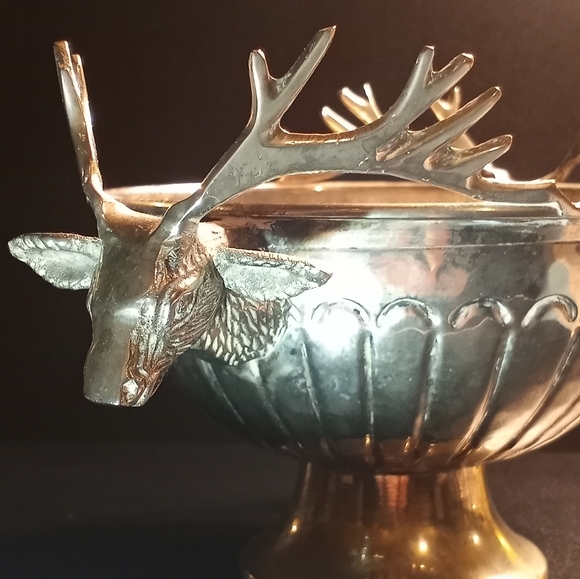 STAG Figurine champagne bowl- silver plated- hammer bowl - Must have ! - Picture 4 of 7